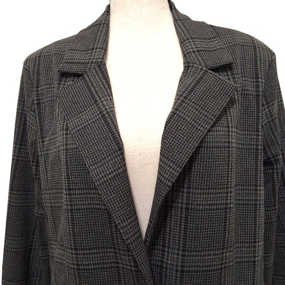 Sanctuary Womens One-Button Gray Plaid Blazer Two Front Flap Pockets Size 8 - Picture 4 of 10